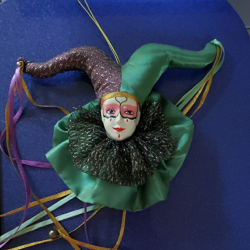 Mardi Gras Brinn's Jester Music Box Ornament Vintage